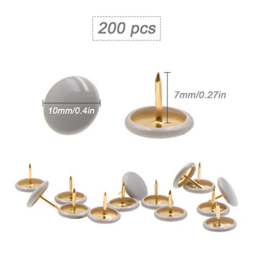 VAPKER 200 peças de tachinhas de polegar de plástico cinza com cabeça redonda