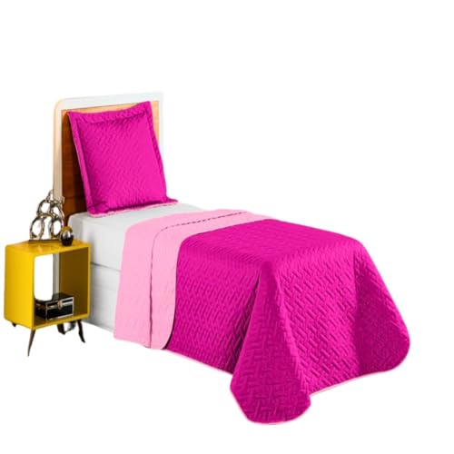 Colcha Cobre Leito Jogo Roupa Cama Solteiro 2 Pçs Matelado Fronha Quarto Infantil Macio Menina Pink