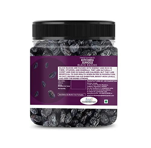 Image of Kitchen Jungle Seedless Dry Black Raisins 250 Gm Jar Kali Dakh Draksh Jumbo