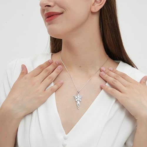 925 Sterling Silver Arwen Evenstar Pendant Necklace for Women, Lord of The Ring Jewelry Gifts, Elvish Jewelry Gift Pendant for Women, 5A Cubic Zirconia2