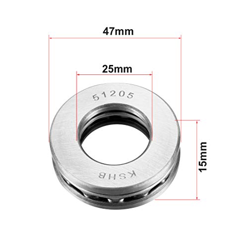 Roulement à billes de poussée 51205 haute précision ABEC3 en acier chromé durable - 4
