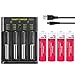 Produktbild 4 Slot Akku Ladegerät, Akkuladegerät für 18650 14500 AA AAA NI-MH NI-CD Akkus, Universal Batterieladegerät LED Akkuladegerät Intelligent Battery Charger(Mit 4 Pcs Batterie)