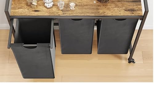 Laundry Hamper with Large Table Top, 3 Section Pull-Out Clothes Basket - Image 6