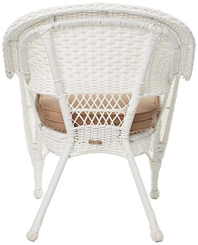 Jeco Wicker Chair With Tan Cushion, Set Of 2, White/W00206- #TOP2