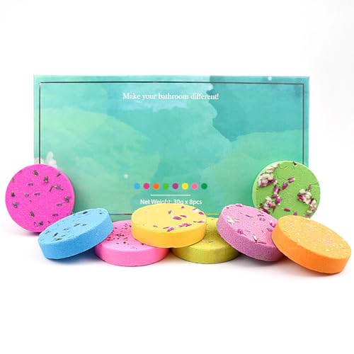 MKNZOME Bombes de Douche Aromathérapie, 8 Pièces de Bombes de Bain Parfumées, Essentiels de Salle de Bain Comprimés Douche à Vapeur pour la Relaxation Soulagement du Stress, Idées Cadeaux pour Femmes