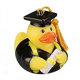 JOVYTH 1 Stück Badeente Akademiker mit Diplom Quietscheentchen mit Doktorhut Quietscheente Geschenk Abschluss Präsent Universität