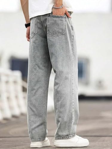 Image of KOTTY Mens Solid|Mid Rise| Coin Pocket|Button|Ankle Length|Loose Fit|5 Pocket Jeans for Mens