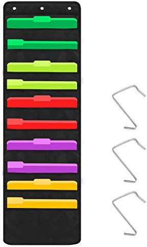 Walldeca Hanging File Organizer, Black, Letter-Sized, Storage Pocket Chart For Office (20 Pockets With Nametag