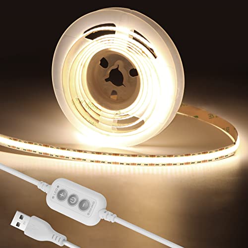 Qige 4.92Ft Natural White 4000K Usb Cob Led Strip + 16.4Ft Rgb Cob Led Strip Kit #TOP5