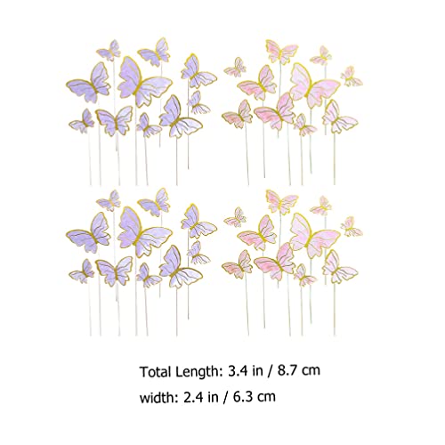 jojofuny Topo de Cupcake de Borboleta Glitter: 30 Peças Metálicas de Sobremesa de Festa de Borboleta
