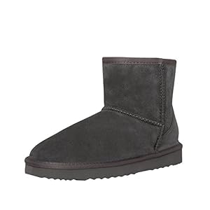 SKUTARI BRAND OF QUALITY GOODS SKUTARI® Classic Boots, Wildlederstiefel mit kuscheligem Kunstfell, gemütliche Damen-Stiefel aus Leder, handgefertigt in Italien, Winterschuhe, Schlupfstiefel, Stiefeletten warm gefütte(42 EU, Grau-2)