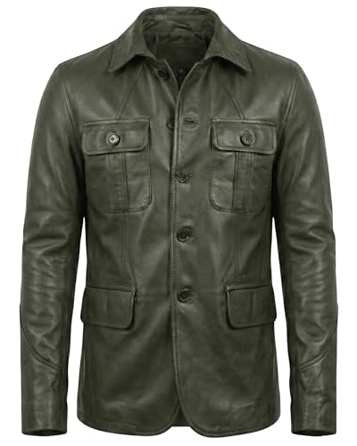Image of Men's Leather Blazer - Lambskin Leather Blazer Men Genuine Leather Jacket Blazers - Men's Real Leather Sport Coat