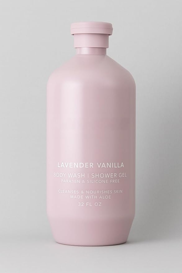Women's Premium Body Wash/Shower Gel, Scent: LAVENDER VANILLA (Paraben and Silicone Free) Cleans and Nourishes Skin, made with Aloe - 32oz