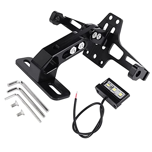 Jevina Support de plaque d'immatriculation CNC pour moto avec lumière LED réglable pour Bws R25 R3 Mt03 MSX 204710 Noir