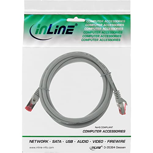 InLine 76902 kabel krosowy, S/FTP (PiMf), Cat.6, 250 MHz, bez halogenu, miedź, szary, 2 m