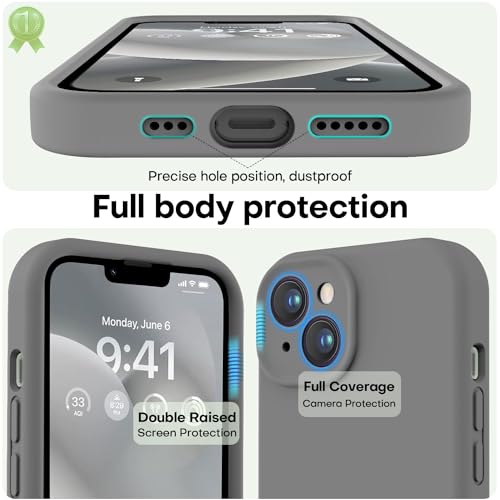 Image of LOVE 3000 Designed for iPhone 14 Case, Premium Silicone with [Soft Anti-Scratch Microfiber Lining] Shockproof Protective Phone Case for Men Women Girls 6.1 inch, Dark Grey