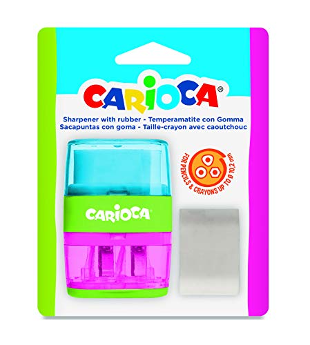 Carioca- Temperamatite Con Gomma, Multicolore, 43107