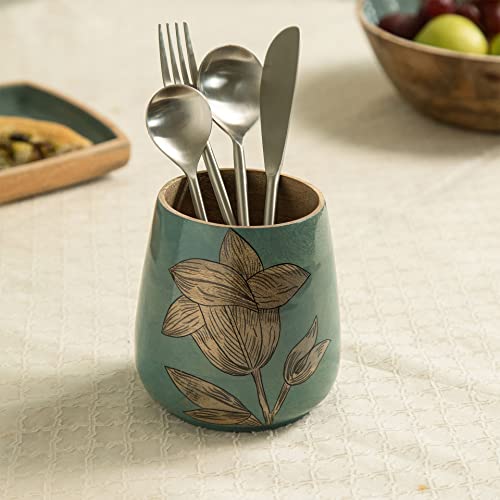 Image of Ellementry Iris Cutlery Holder & Organizer Stand for Spoons, Forks & Knives, Modern Counter Top Tableware Storage Box for Kitchen & Dining Table, Utensil Organizer for Home & Office