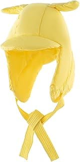 Gorro unisex cálido de trampero, diseño de cuerno de dibujos animados, para exteriores, invierno, para esquí, camping, senderismo, color amarillo, amarillo, S/L