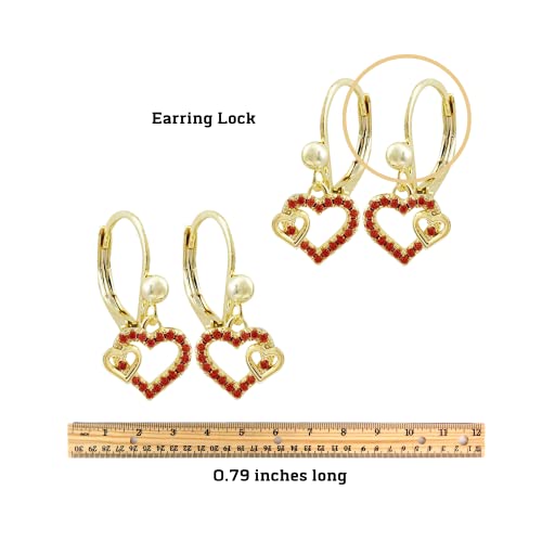 Ivy And Max Gold Finish Orange Cubic Zirconia Teen's Double Open Heart Earrings Size 0.79 #TOP3