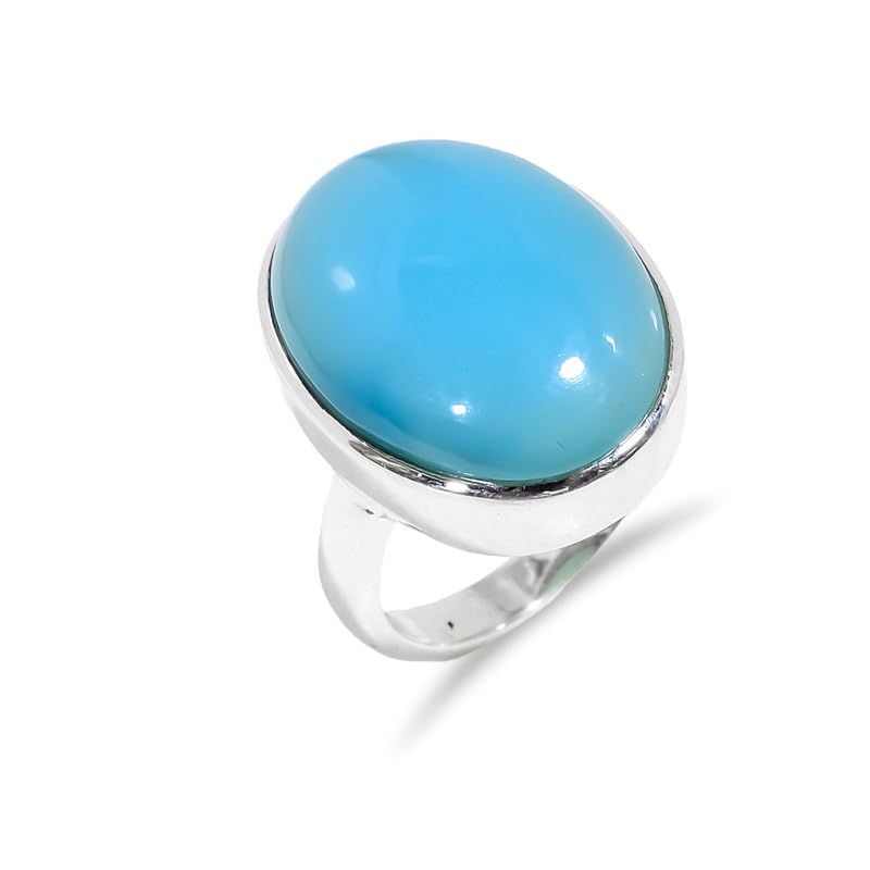 Bague de fiançailles argent 925 et pierre calcédoine le cadeau vintage idéal