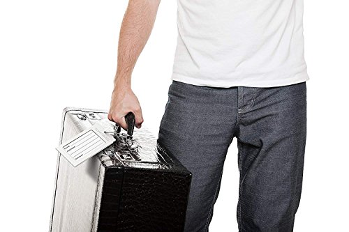 Luggage Tag Business Card Holder TUFFTAAG Single Travel ID Bag Tag - Silver