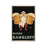 KEYGAMER Biere Gangloff Cerveza Francés Camarero Cartel de metal de hojalata Vintage Placa Cartel de Garaje Bar Decoración de la pared del hogar 20,3 x 30,4 cm
