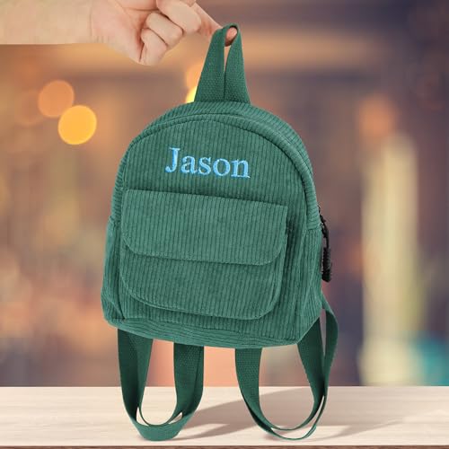 Personalized Mini Backpack with Name Custom Embroidered Corduroy Backpack Cute Small Rucksacks for Travel Casual2