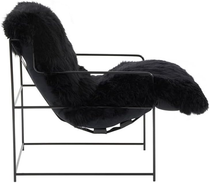 Tov Furniture Kimi Black Genuine Sheepskin Living Room Accent Chair