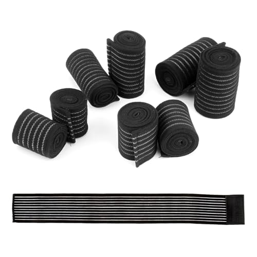 Ice Pack Straps, 8 Pack Retractable Straps and Elasticity in 4 Sizes, Reusable Hot & Cold Therapy Wrap for Ankle, Wrist, Elbow, Calf | Adjustable Ice Pack Holder with Hook and Loop Straps