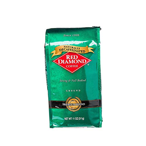 Red Diamond Ground Coffee, Decaffeinated, Medium Roast, 100% Arabica Premium Beans, Strong & Full-Bodied Flavor, 11 Ounce Resealable Bags (4 Pack) #TOP1