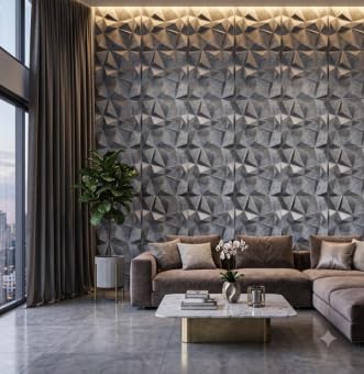 Image of Kayra Decor 3D Wall Panel PVC Diamond Design, Bronze Rust Color 19.7 inch X 19.7 inch (Pack of 40) - Covers 107.6 Sq. Ft.