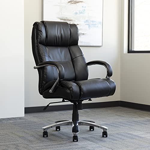 Ofm Avenger Leather Big Tall 500Lb Max Weight Executive Office Chair, With Lumbar Support, Recline/Tilt Tension Controls, With Wheels For Computer/Desk, Black #TOP5