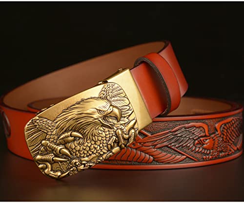 Men's Belt, Slide Ratchet Belt for Men, with Sculpture Plaque Genuine Leather Tactical Belt4