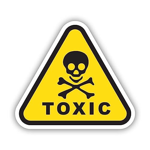 fagraphix Toxic Warning Sticker Decal - Self Adhesive Vinyl - Weatherproof - Made in USA - Death Poison Hazard Label Office Warehouse Container 4" Wide