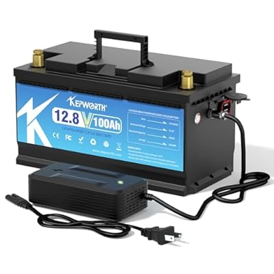 KEPWORTH 12.8V 100Ah LiFePO4 Battery Rechargeable Lithium Battery with 100A BMS, 4000-15000 Deep Cycles, Grade A Lithium Iron Phosphate Battery cells, for Trolling Motor, Boat, Rv, Solar
