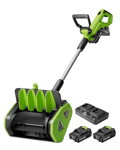 KAFKESC Cordless Snow Shovel, 40V | 13-Inch | 8-Ah Cordless Snow Blower, Battery Snow Blower with Directional Plate & Adjustable Front Handle (2 Batteries & Quick Charger Included)