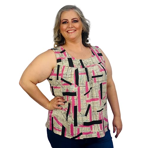 Blusa Feminina Plus Size Bata Regata Senhora Estampada