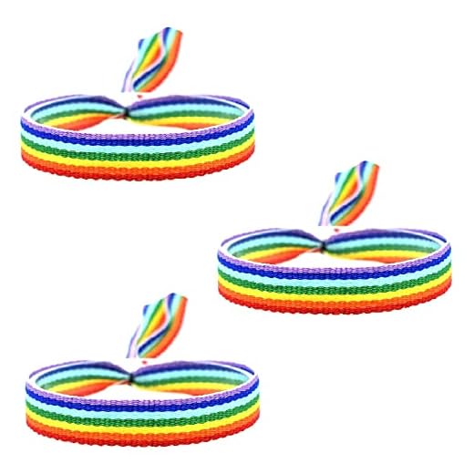 BDM Pulsera Bandera LGTBI, Orgullo Gay, de Tela con el arcoíris. - 3 Unidades