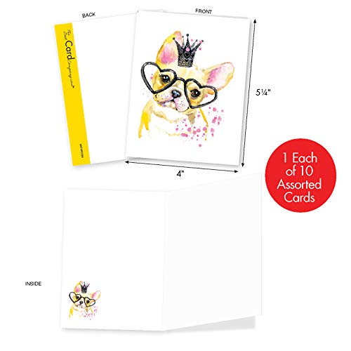 The Best Card Company - 10 Watercolor Blank Cards With Envelopes (4 X 5.12 Inch) Cute Animals, All Occasion Note Cards For Kids - Funky Colorful Creatures Am6749Ocb-B1X10 #TOP1