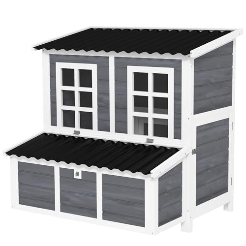 PawHut Hühnerstall aus Tannenholz, Hühnerhaus mit Nestkasten, Geflügelhaus für 4-6 Hühner, Wasserfestes Dach, 100 x 86 x 100 cm, Hellgrau PawHut Hühnerstall aus Tannenholz, Hühnerhaus mit Nestkasten, Geflügelhaus für 4-6 Hühner, Wasserfestes Dach, 100 x 86 x 100 cm, Hellgrau
