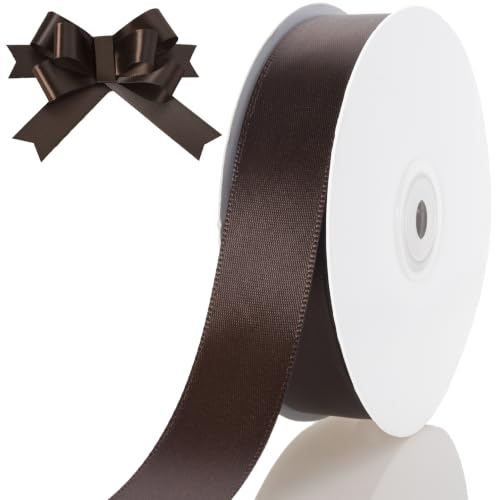 CUQIG 1 Inch Brown Ribbon 50Yards Perfect for Gift Wrapping