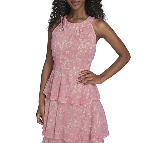 Image of Tommy Hilfiger Women's Sleeveless Halter Neck Tiered Skirt Maxi Dress