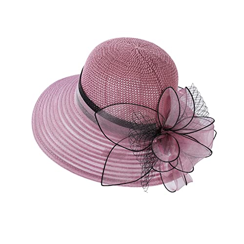 Dkinjom Summer Mesh Beathable Sun Hats For Women And Girls Outdoors Travel Stylish Casual Wide Brim Uv Protection Beach Hat Purple #TOP22