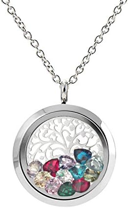 EVERLEAD Family Tree of Life Floating Charm Locket Living Memory Locket Pendant with All Birthstones