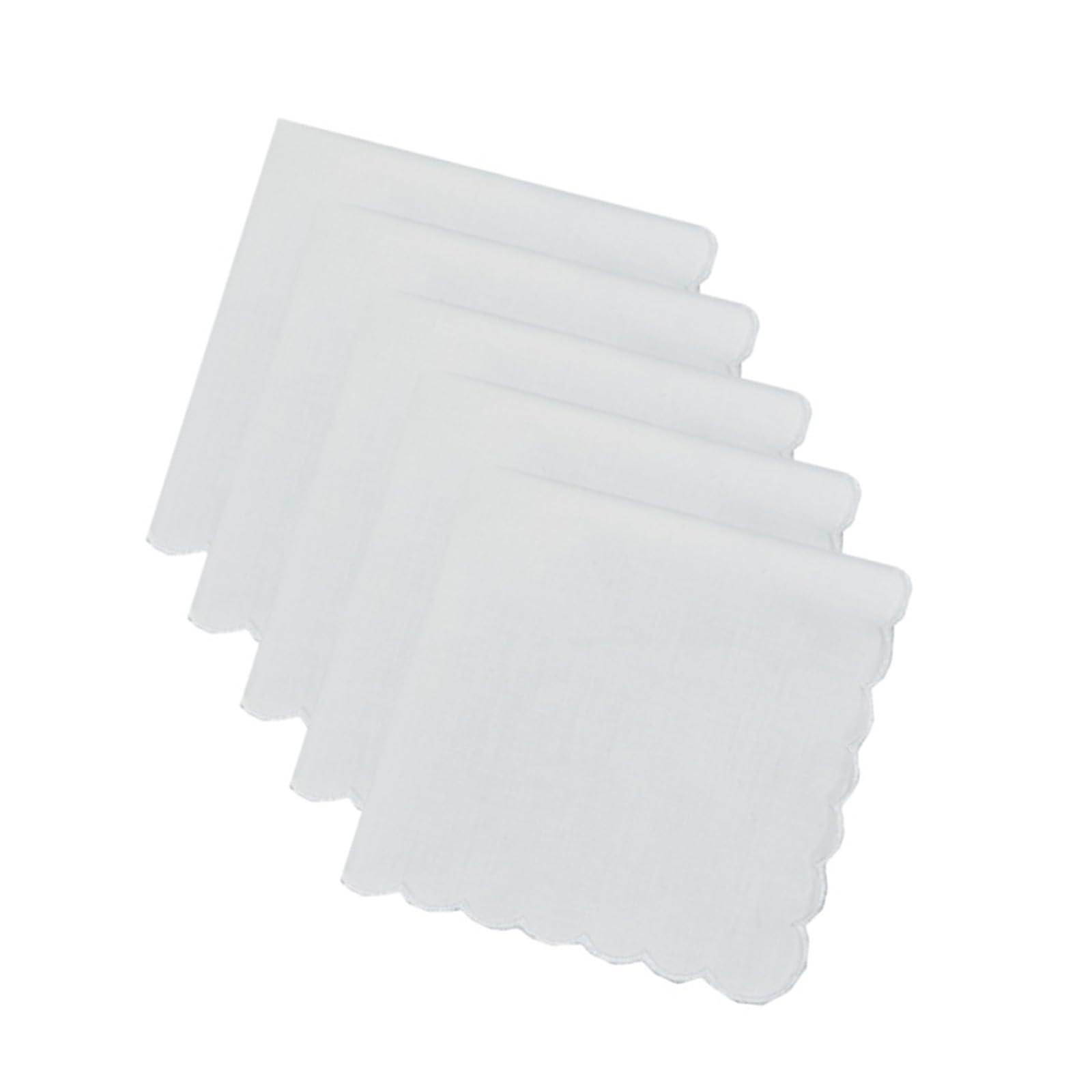 FackLOxc 5 / 10Pieces White Embroidered Edges Cotton Handkerchiefs Soft Absorbent for Gym and Daily Use Handkerchief for Sensitive Skin