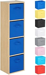 Hartleys 4 Tier Oak Cube Unit - Choice of Storage Boxes