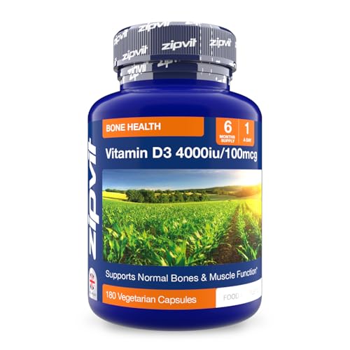 Zipvit Vitamin D3 4000IU Softgels, High Strength Vitamin D Supplement, Immune Support, 6 Months Supply, 180 Vegetarian Easy to Swallow Softgels