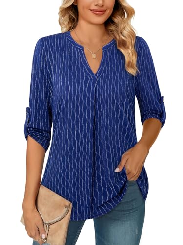 Siddhe Damenbluse Elegant Festlich Blusen Damen 3/4 Arm Tunika Damen Lang...