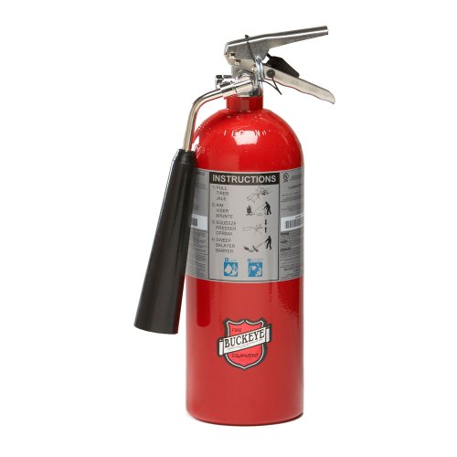 Buckeye 45100 Carbon Dioxide Hand Held Fire Extinguisher with Wall Hook, 5 lbs Agent Capacity, 5-1/4
